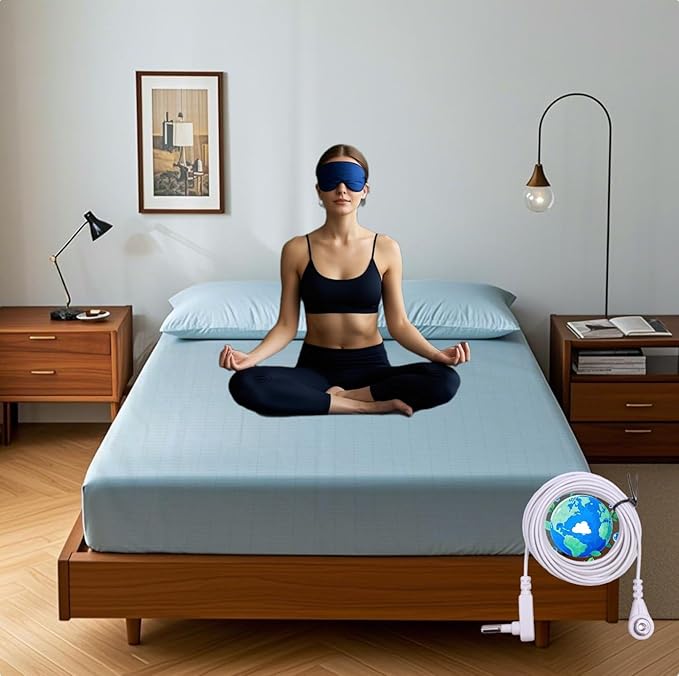 NAGS® Grounding Sheets,Grounding Bedding Sheet, Soft Cotton with Pure Silver Fitted Grounded Sheet for Improved Sleep,Pain Relief (Sky Blue, Full,54 * 75 * 13.5inch)