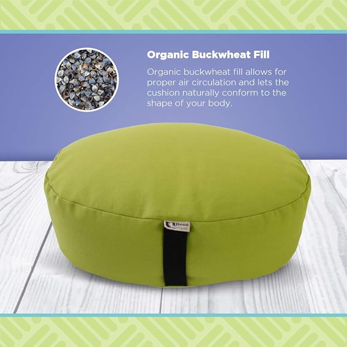 BEAN PRODUCTS Zafu Meditation Pillows for Sitting on Floor, Yoga Cushion, Cotton/Buckwheat Fill Yoga Pillow, Zafu Meditation Cushion, Zen Kneeling Prayer Pad- Made in USA - 14"x18" OVAL - BURGUNDY