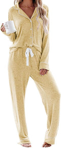 Aamikast Women's Pajama Sets Long Sleeve Button Down Sleepwear Nightwear Soft Pjs Lounge Sets