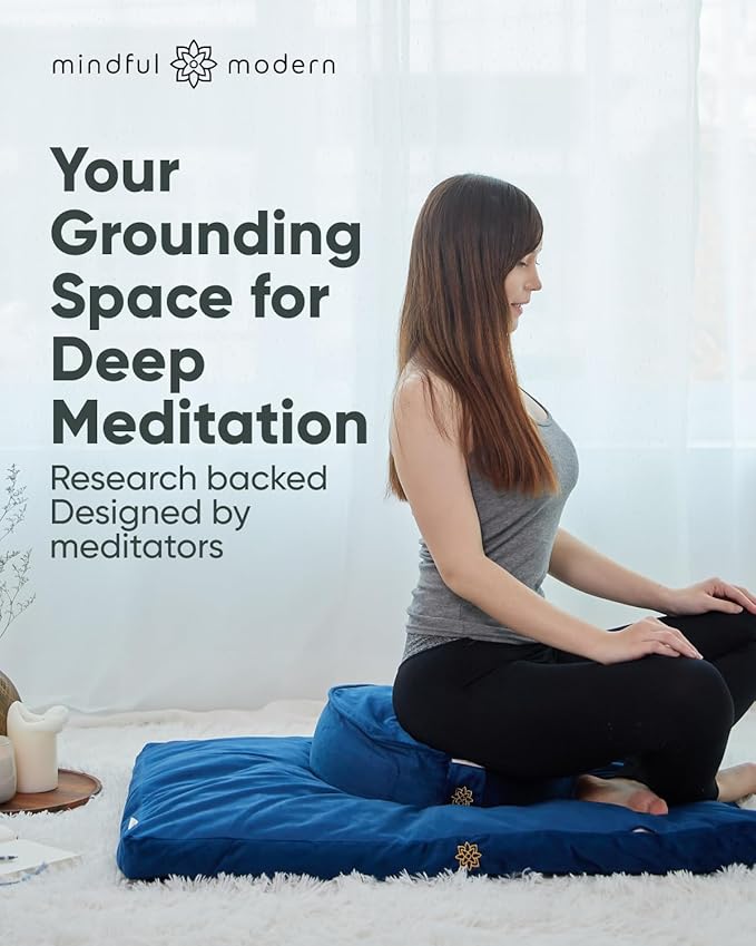 Mindful & Modern Zabuton Meditation Mat - Cotton Filled Yoga and Meditation Pad - Zabuton Meditation Cushion for Kneeling and Sitting Support - Large Rectangular Sitting Floor Pillow for Bench or Zafu