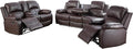 AYCP Bonded Leather Living Room Furniture Set Reclining Sofa Set Loveseat Furniture Sets in Living Room Sofa Recliners (3 Pieces, Brown)