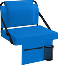 Stadium Seat for Bleachers with Back Support,Portable Bleacher Chairs with Back and Cushion，Blue
