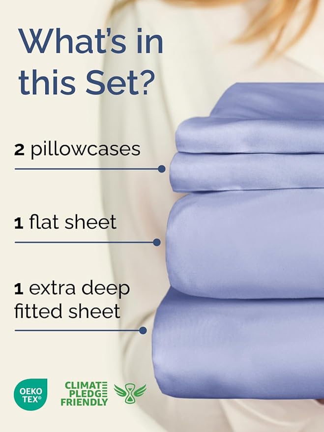 Extra Deep Pocket Queen Sheet Set - 4 Piece Breathable & Cooling Bed Sheets - Hotel Luxury Sheet Set - Soft, Wrinkle Free and Comfy - Easily Fits Extra Deep Mattresses - Deep Pocket Lavender Sheets