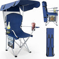 CozyBox Portable Folding Camping Chairs with Canopy Shade, Beach Chair for Adults, Durable Weather Resistant 600D Oxford Cloth, Camping Chair with Canopy for Outdoors [Navy]