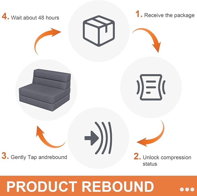 Convertible Folding Sofa Bed,Sleeper Chair,Portable Fold-Out Chair Bed with Backrest & Memory Foam,Modern Floor Futon Sofa Couch Mattress for Living Room/Guest/Apartment