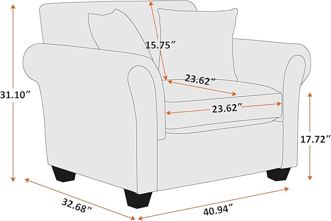 VANOMi 40" W Oversized Accent Chair, Oversized Reading Chair for Living Room, Comfy Reading Nook Chairs for Bedroom, Upholstered Large Chair Armchair Single Sofa for Small Space (Light Khaki)
