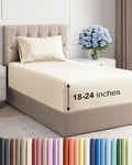 Extra Deep Pocket Twin Sheets - 3 Piece Breathable & Cooling Bed Sheets - Hotel Luxury Bed Sheet Set - Soft, Wrinkle Free & Comfy - Easily Fits Extra Deep Mattresses - Deep Pocket Off White Sheets Set