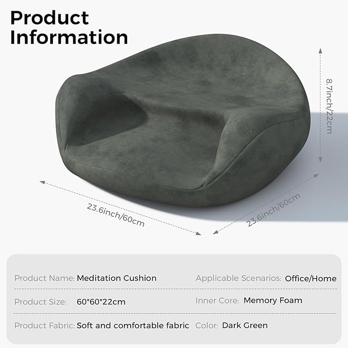 UTJZIB Meditation Cushion & Pillow Seat - No More Numb Legs Comfortable Memory Foam Sitting for Adult, idea for Reading, Yoga.