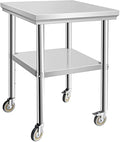 Stainless Steel Table - Metal Table Cart - Commercial Workbench with Caster Wheel - NSF Certified - for Restaurant, Warehouse, Home, Kitchen, Garage,24''x24''