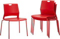 Sidanli Stackable Office Chairs, Red Guest Chairs with Comfortable Streamline Seat, Stacking Chairs No Wheels for Conference Room, Set of 4.