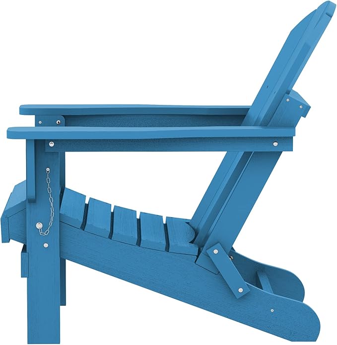 SERWALL Folding Adirondack Chair Set of 4 for Patio Garden Outdoors Fire Pit Chairs- Sapphire