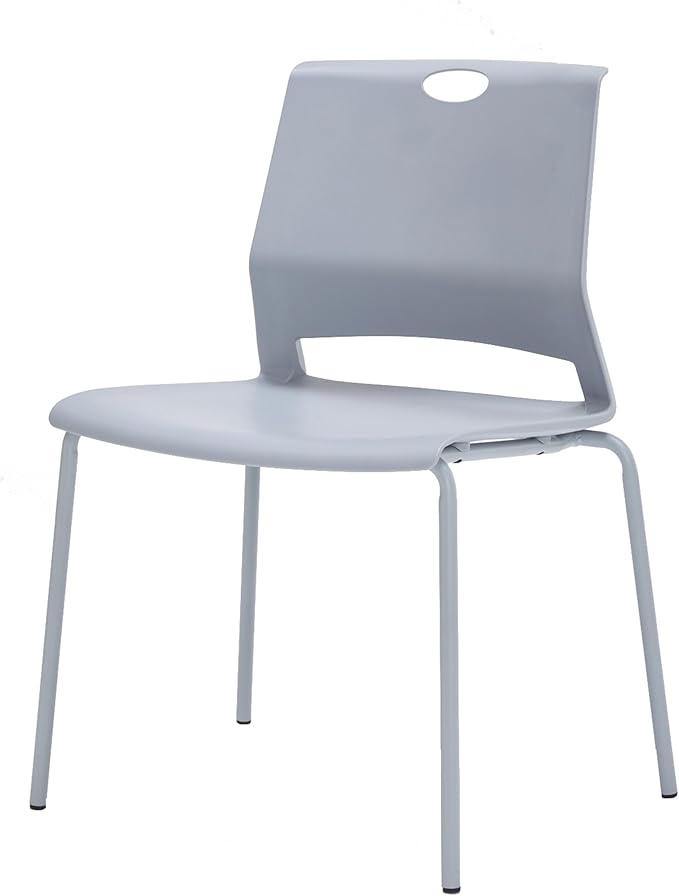 Sidanli Waiting Room Chairs Set of 4, Grey Stack Chairs with Back, Stacking Chairs with Metal Legs