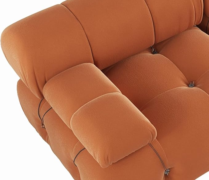 JACH Convertible Modular Sectional Couch, 104" Minimalist Mid-Century Velvet Sofas, Modern Comfy Deep 3-Seat Couches Sectional for Living Room Office Apartment (Orange)