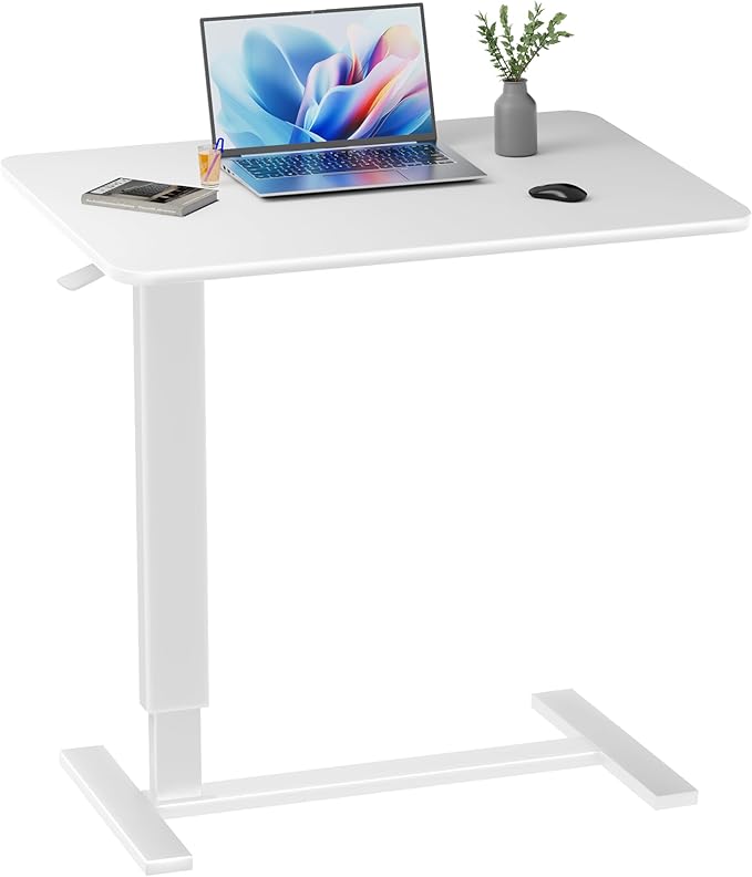 Adjustable Overbed Bedside Table with Wheels(31.2" W), Hospital Bed Table Over The Bed, Mobile Standing Desk Rolling Computer Cart, Laptop Desk with Hidden Casters