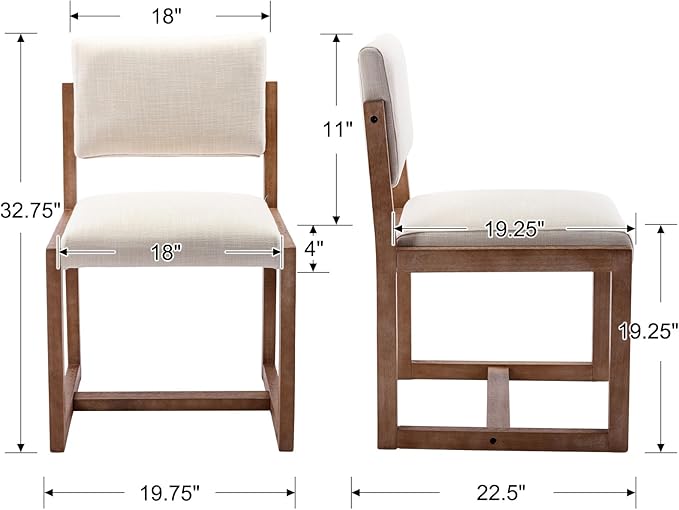 DUOMAY Upholstered Dining Chairs Set of 8, Mid-Century Modern Dining Room Chairs, Linen Fabric Kitchen Side Chairs with Wood Legs, Beige