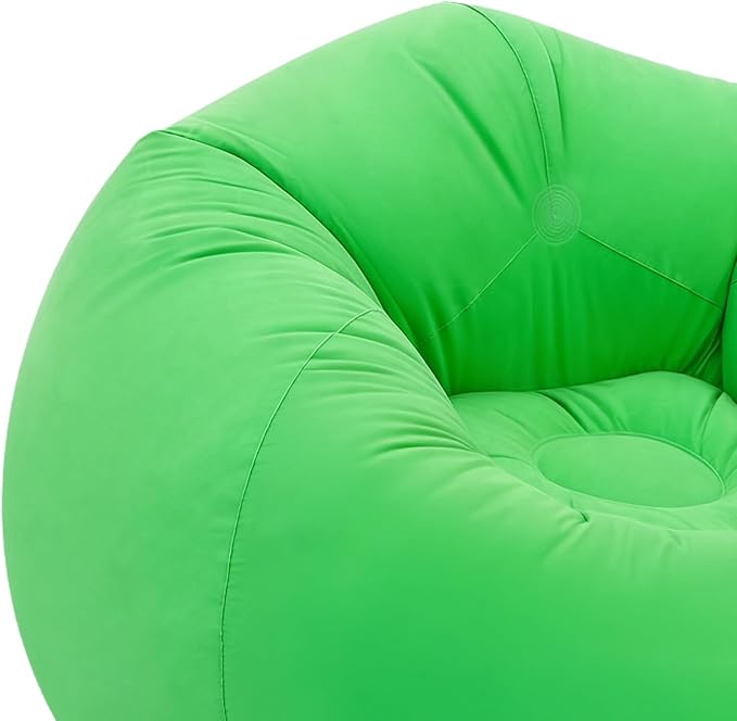 DYRABREST 6 Pcs Bean Bag Chairs for Adults, Inflatable Chairs with Foot Pump, Folding Blow Up Couch, Flocking Portable Lazy Sofa for Movie Night, Living Room, Camping, 220 lbs Load Capacity (Green)