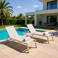 PURPLE LEAF Outdoor Chaise Lounge Set Adjustable Sunbathing Recliner with Side Table for Beach Poolside Outside Patio Aluminum Chaise Lounger Cream