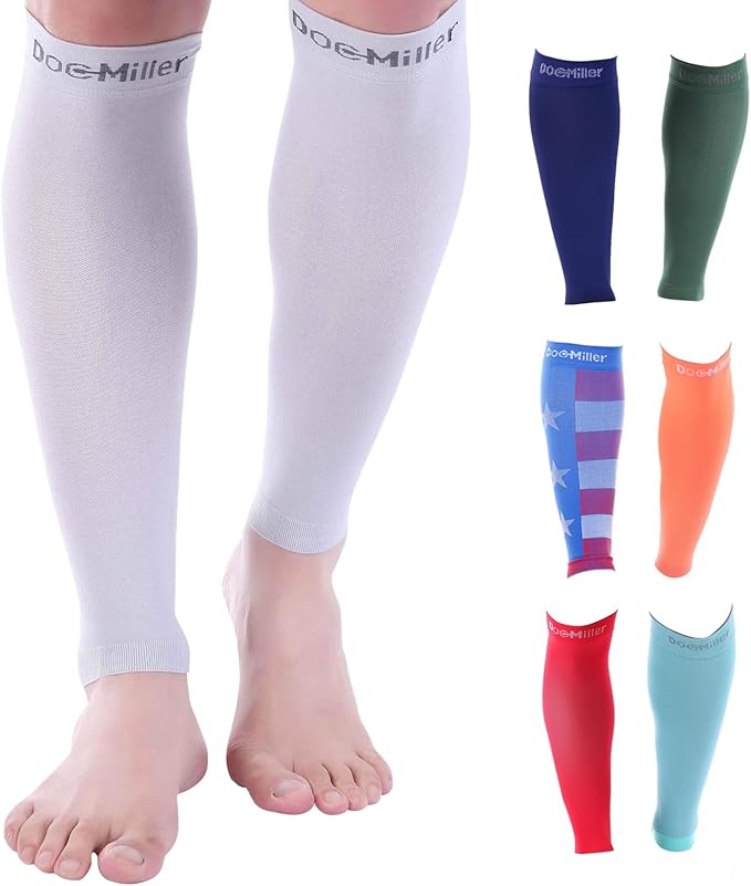 Doc Miller Compression Calf Sleeve for Men & Women – 20-30mmHg Graduated Support for Running, Shin Splints, Calf Strain – Knee High, Small to 6XL Plus Size