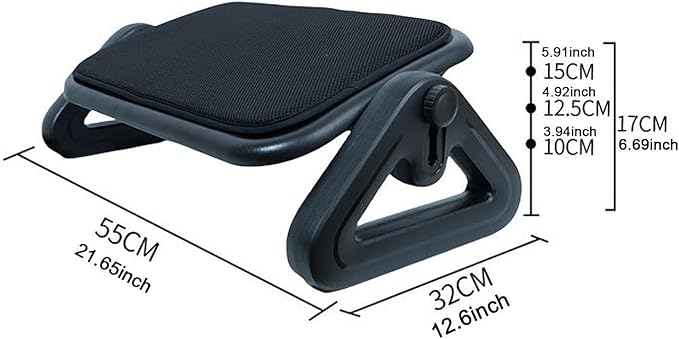 Foot Rest Under Desk Ergonomic Multifunctional for Office, Home, Travel Six Heights Adjustable Foot Stool for Office Gaming, Black