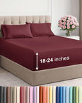 Extra Deep Pocket Cal King Sheets - 4 Piece Breathable & Cooling Bed Sheets - Hotel Luxury Bed Sheet Set - Soft, Wrinkle Free & Comfy - Easily Fits Extra Deep Mattresses - Deep Pocket Burgundy Sheets