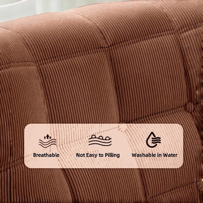 Bean Bag Chair - Memory Foam Bean Bag Chair for Adults, Comfy High-Resilience Single Sofa, Small Space Floor Chair, Chaise Lounge for Living Room, Bedroom (Dark Brown, Square+Ottoman)