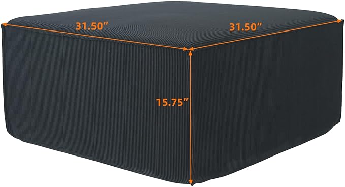 JACH Sofa Ottoman Module, Minimalist Comfy Breathable Ottoman Footstool Paired with Sofa Couch for Living Room, Apartment, Black