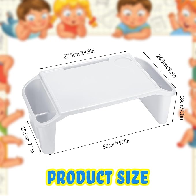 Kisston 12 Pcs Kids Lap Desk Bulk Tray Lap Table Bed Table Plastic Desk with Extra Storage Space Activities Children Portable for Kids Students Work Study School Classroom(White)