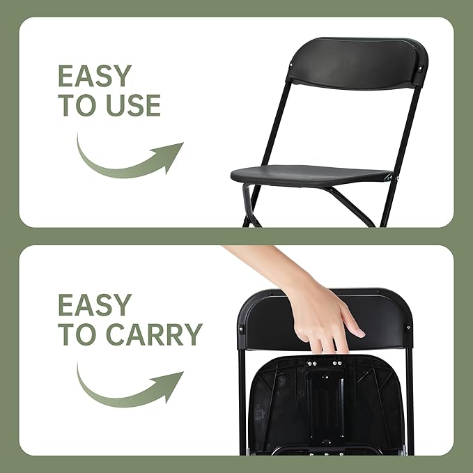 30 PCS Plastic Folding Chair, Portable Commercial Chair, Heavy-Duty Plastic Folding Chairs, Folding Chair with 450 LB Capacity for Wedding Party Outdoor Indoor Black
