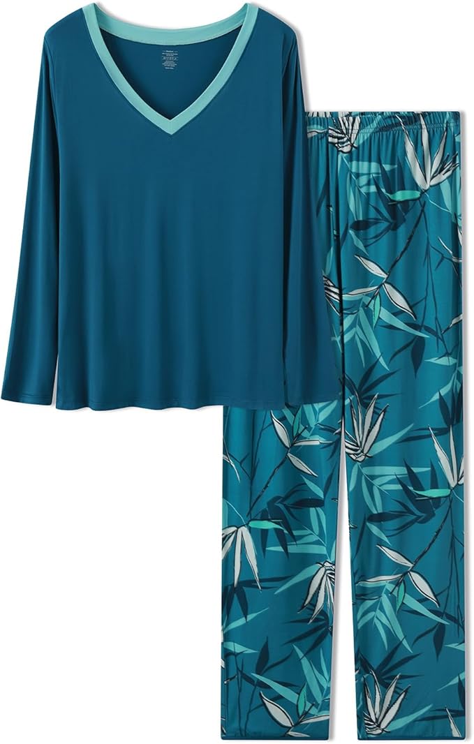GYS Viscose from Bamboo Women's Pajama Sets Super Soft Long Sleeve Sleepwear Comfy Winter Pjs Sets S-4X
