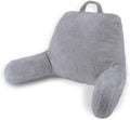 Blissful Diary Plush Velvet Reading Pillow for Kids/Teens/Adults, Back Rest Pillow for Sitting Up in Bed with Shredded Memory Foam, Includes Arms and Washable Cover, Light Gray