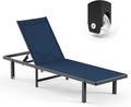 Pool Lounge Chairs, Chaise Lounge Outdoor with Wheels and 5-Position Recliner -Easy to Move- Aluminum Patio Lounge Chair for Poolside, Deck (Navyblue)
