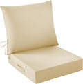 Outdoor Seat Cushion Set, Waterproof & Fade Resistant Patio Chair Cushions, Outdoors Cushion for Patio Furniture, 24 x 24 x 4 Inch, Outdoor Couch Cushions with Handle and Ties, Light Khaki