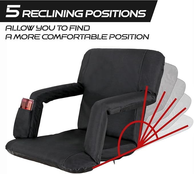 Smartxchoices 20.5"/24.5" Wide Stadium Seat Chair Bleacher Seats Padded with Back Support, Cushion, Arms, Pockets, Anchor Straps, Portable Folding Seat with Shoulder Straps
