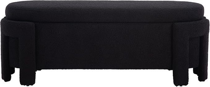 DM Furniture Black Storage Bench for Bedroom 47.25 in Modern Boucle Upholstered Ottoman with Storage Space for End of Bed/Living Room/Closet/Lounge/Window Corner, Black