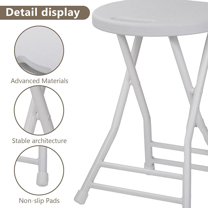 Folding Chairs 6 Pack, Heavy-Duty Plastic Foldable Chairs with Sturdy Metal Frame, 350 lbs Capacity, Fashion Stackable Portable for Weddings, Parties, Office, Indoor, Outdoor Events, White