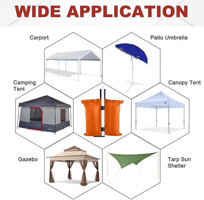 ABCCANOPY Canopy Weights 120 LBS Tent Sand Bags,4pcs-Pack (Orange)