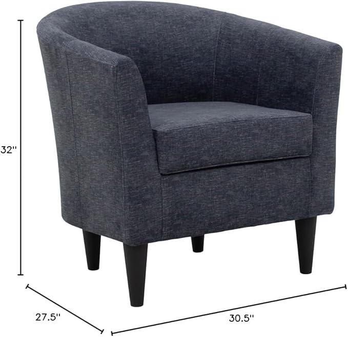 Pemberly Row 17.5" Traditional Fabric Club Chair in Gray Finish