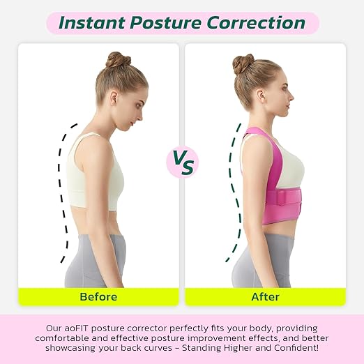 Posture Corrector for Women - Lightweight and Breathable Back Brace for Pain Relief, Rounded Shoulders and Hunchback, Compact & Portable with Fashionable Design, Invisible Under Clothes Black S