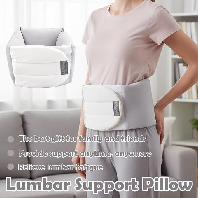 Lumbar Support Pillow for Sleeping, 360° Wrap-Around Adjustable Design with Breathable Fabric, Bed & Office Chair Cushion for Side Back Stomach Sleepers, Pillow for Sleeping, Driving and Office Use