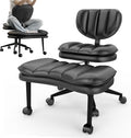 Cross Legged Office Chair, Ergonomic Cloud Criss Cross Desk Chair, Meditation Chair with Wheels, Height Adjustable Seat for ADHD, Wide Kneeling Chair with Back Support, Black