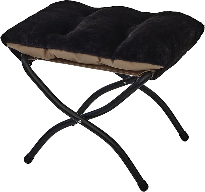 Mordchil HF 15"(H) Folding Ottoman, Foldable Footrest Stool, Portable Small Foot Stool for Couch, Collapsible Foot Rest Ottoman for Sofa, Accent Padded Ottomans for Living Room, Bedroom, Black