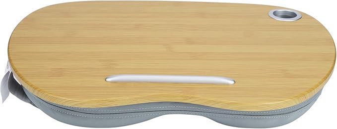 Multifunction Laptop Desk, Portable Lap Desk with Cushion, 3 in 1 Bed Table for Home Office Outdoor Use, Soft Cloth Cover and Durable MDF Board for 14 Inch Laptops (Grey)