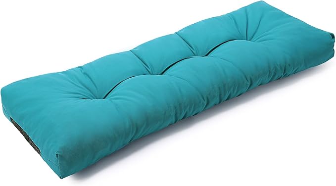 SUNROX LokGrip Non Slip Tufted Memory Foam Bench Cushion, FadeShield Water Resistant Durable Thicken Outdoor/Indoor Bench Seat Pads 59x16x4 inch, Turquoise