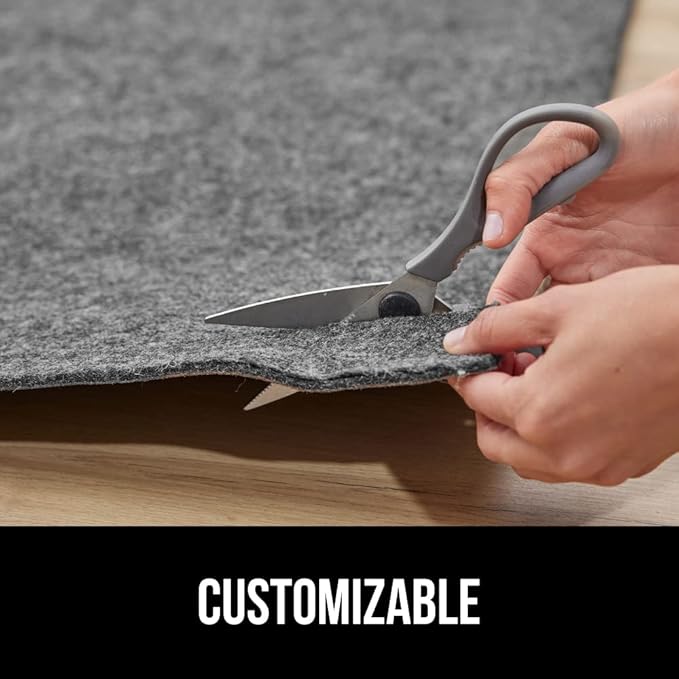GORILLA GRIP Felt and Natural Rubber Stay in Place Slip Resistant Rug Pad, 1/4in Thick, 8x10 FT Protective Padding Under Area Rugs, Cushioned Gripper Pads, Carpet Runners, Hardwood Floors Protection