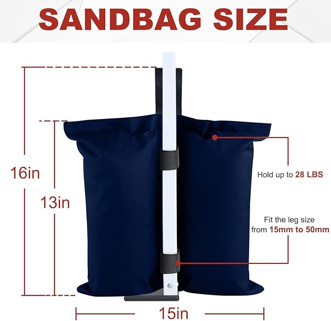 ABCCANOPY Canopy Weights 120 LBS Gazebo Tent Sand Bags,4pcs-Pack (Navy Blue)