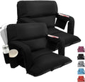 Aventorixis Wide Stadium Seats with Back Support – 2 Pack Sofa Style Bleacher Chairs, Thick Cushions, 6 Reclining Positions for Ultimate Comfort (Black-2 Pack, Wide|22.5")