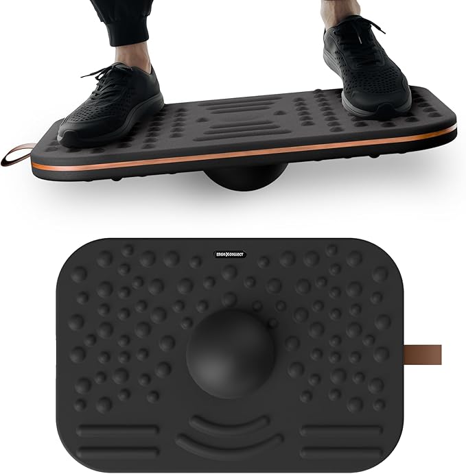 ERGO COLLECT Balance Board For Standing desk, 2-in-1 Dual-Sided Balance Stability Trainer & Anti-Fatigue Standing Mat,Calf Stretcher,Exercise Balance,For Home,Gym,Office