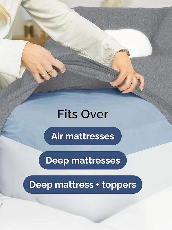 Extra Deep Pocket Cal King Sheets - 4 Piece Breathable & Cooling Bed Sheets - Hotel Luxury Bed Sheet Set - Soft, Wrinkle Free & Comfy - Easily Fits Extra Deep Mattresses - Heathered Grey Sheets Set