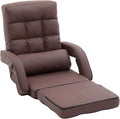 FLOGUOR 14-Position Adjustable Floor Chair, Chaise Lounge Indoor, Folding Lazy Sofa with Armrests and a Pillow Padded Adults Gaming Chairs for Living Room, Bedroom Factory Price,8803 (Coffee(PU))