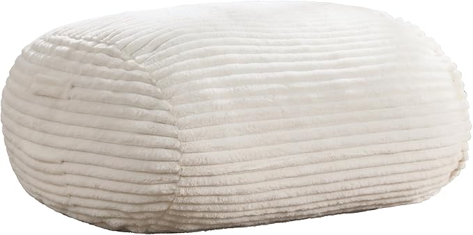 Hobestluk 3FT Bean Bag Chairs Adult Bean Bag with Portable Handle Comfy Large Bean Bag Chair with Removable Cover for Living Room Bedroom or Reading Nook (Stripe White, 3FT)